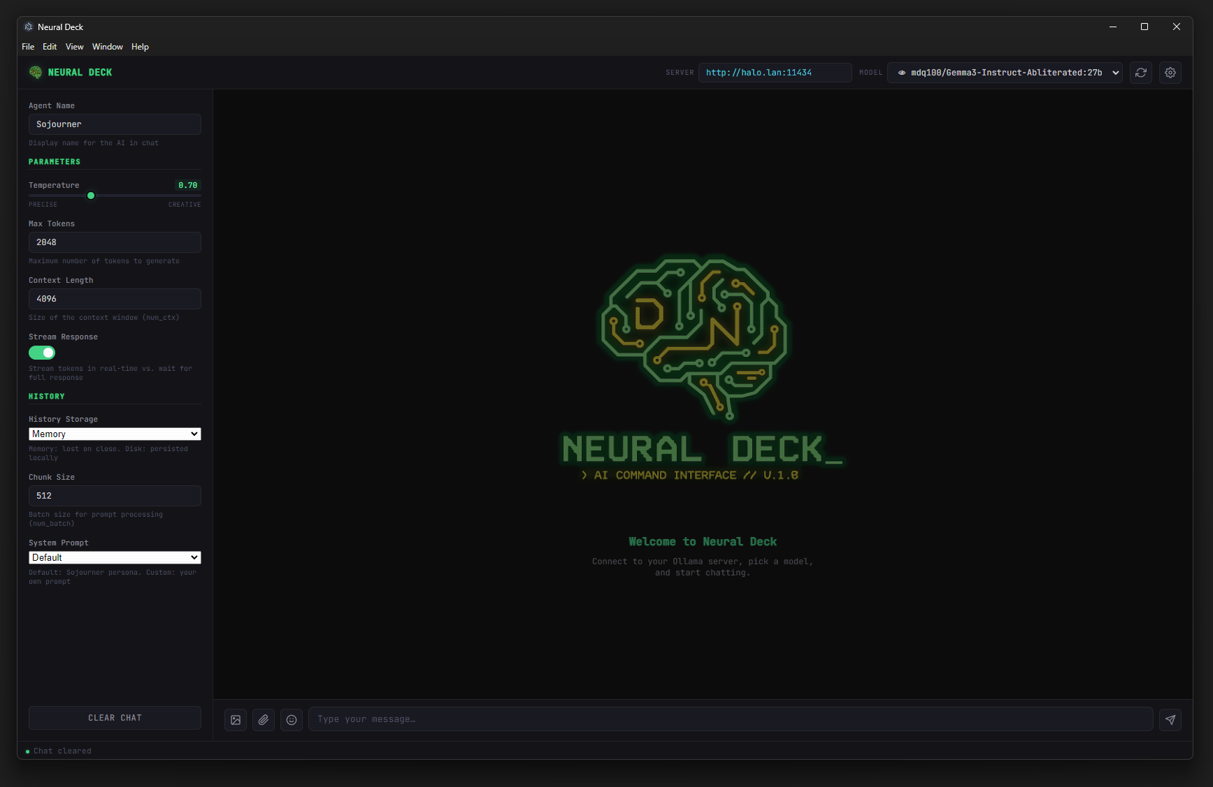 Dark Wire main chat view